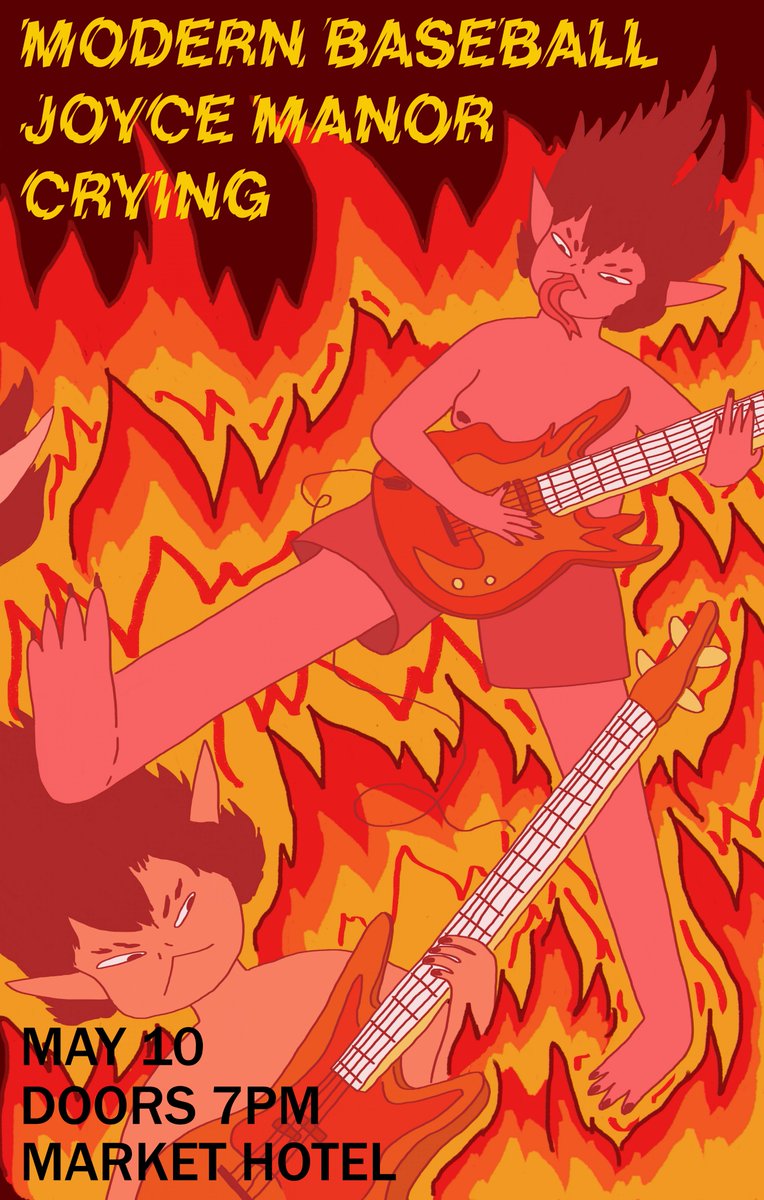 behold! my graphic design final!!! posters for a FAKE SHOW THAT IS NOT HAPPENING with my fav bands <a href="/ModernBaseball/">Modern Baseball</a> <a href="/JoyceManor/">Joyce Manor</a> <a href="/cryingband/">C R Y I N G</a> !! Im very proud of these posters!!! >:)