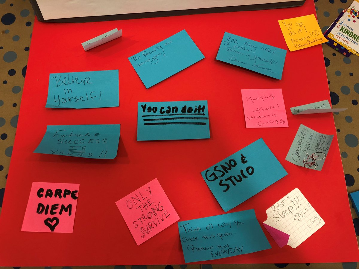 UICnursing's tweet photo. We're loving these post-it sized #wordsofencouragement in the @UICnursing lobby, brought to you by STUCO and GSNO. #Finalexams #Finalspush #youcandoit @ThisisUIC @UICNews @UIC_Alumni https://t.co/AViRf8dHwQ