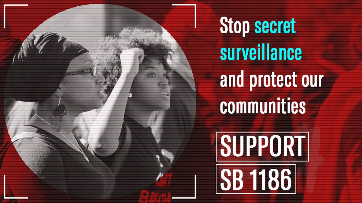 ellabakercenter's tweet photo. Local police across California have used surveillance tools to target and harass Black, Muslim and immigrant communities - it’s time for that to end. #StopCAPoliceSpying and support #SB1186 https://t.co/p9mASEvbrC