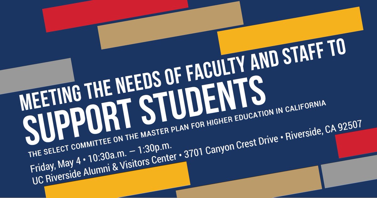 AsmJoseMedina's tweet photo. Reminder: You're invited to attend the upcoming #CAMasterPlan for Higher Education hearing TOMORROW (May 4) at @UCRiverside! We'll be discussing how we can better meet the needs of faculty and staff to support students. More info: https://t.co/HZ2CYskEGy https://t.co/GDrbMgVESK