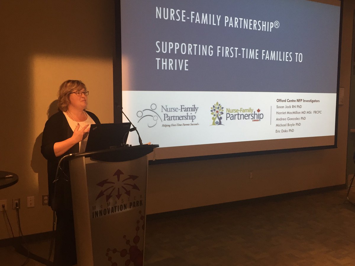 OffordCentre's tweet photo. .@OffordCentre member Susan Jack (@jacksm08) @macnursing speaks at #OCSymposium about Supporting First-Time Families to Thrive through the #NurseFamilyPartnership #Canada  (@NFPCan). #homevisits #mothers #nurses #intervention #perinatal @NFP_nursefamily https://t.co/nwaFFAEatP