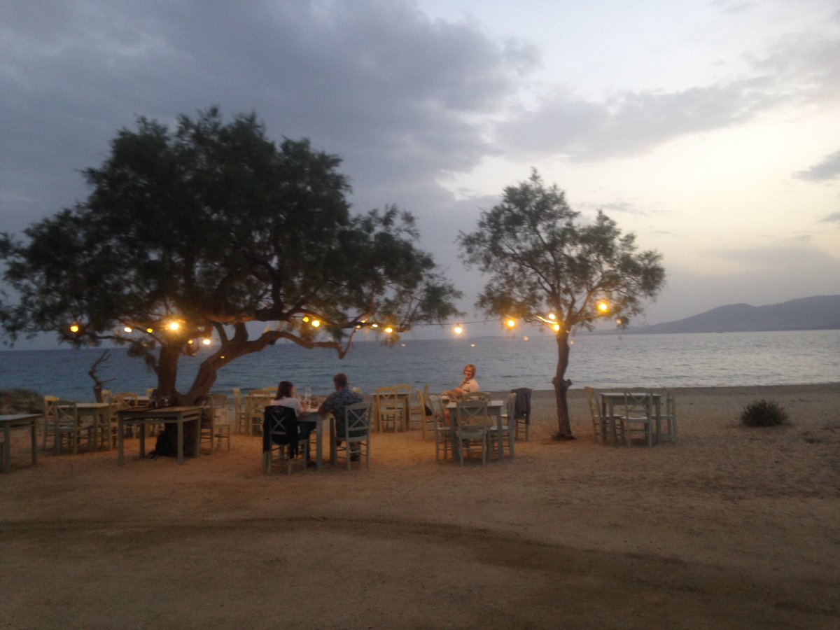 Here we are @naxosgreece for dinner on the beach.