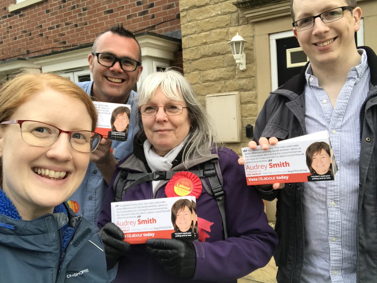 HollyLynch5's tweet photo. Polls are open until 10pm. We’re out in Warley reminding people to support Audrey Smith + #VoteLabour3rdMay! With @bigstuartie @toryan https://t.co/cr5wRmZhDg