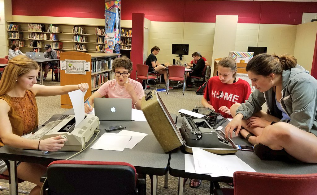 VickyMReads's tweet photo. Students transcribing ancient Latin texts using old-fashioned typewriters #IHHSLearningCommons @IHHS_AP @IHHSPrincipal @ihhsbraves https://t.co/8qGuam49vO