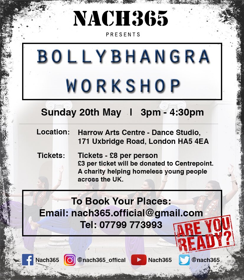 nach365's tweet photo. Join us on Sunday 20th May for our first workshop! We’ll be kicking off wedding season with a bit of #BollyBhangra. Grab your ticket today! https://t.co/h9zmO5Dgox