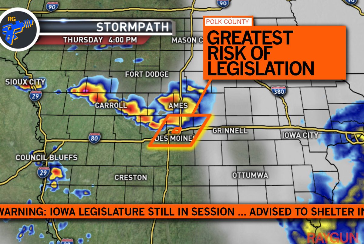 RAYGUNshirts's tweet photo. stay safe out there folks: our Stormpath-Doppler-Radar is showing that the Iowa Legislature is still in session. #ShelterInPlace #BadDecisionsAdvisory https://t.co/qRmO3fiYkf