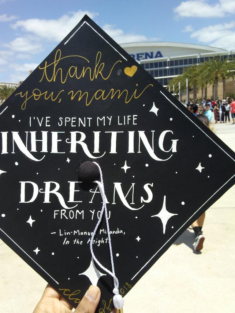 felicitysrnoaks's tweet image. Guys I'm graduating soon!!! Like really soon. Here's my cap, I'll post more pics and a sappier post later but @Lin_Manuel ith inspired me so much!!