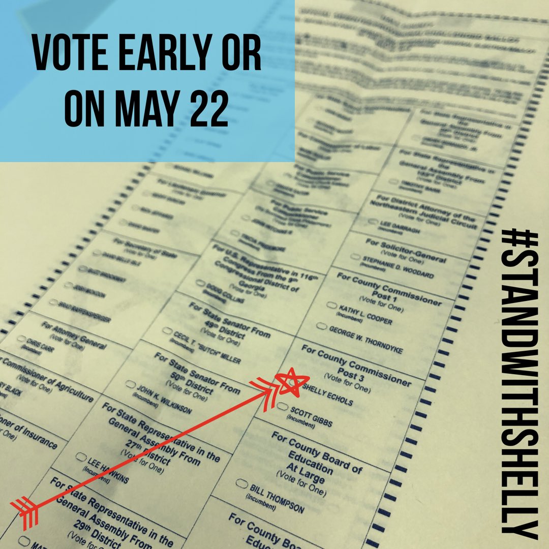 #StandWithShelly and vote early or on May 22 please, folks!