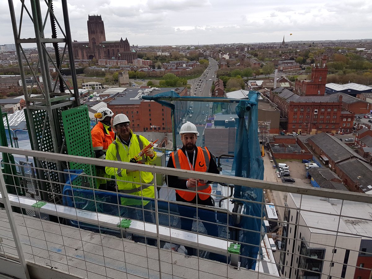 Fixing prisms 23 storeys above Liverpool. <a href="/KarlWhite_/">Karl White</a> <a href="/KORECGroup/">KOREC Group</a>