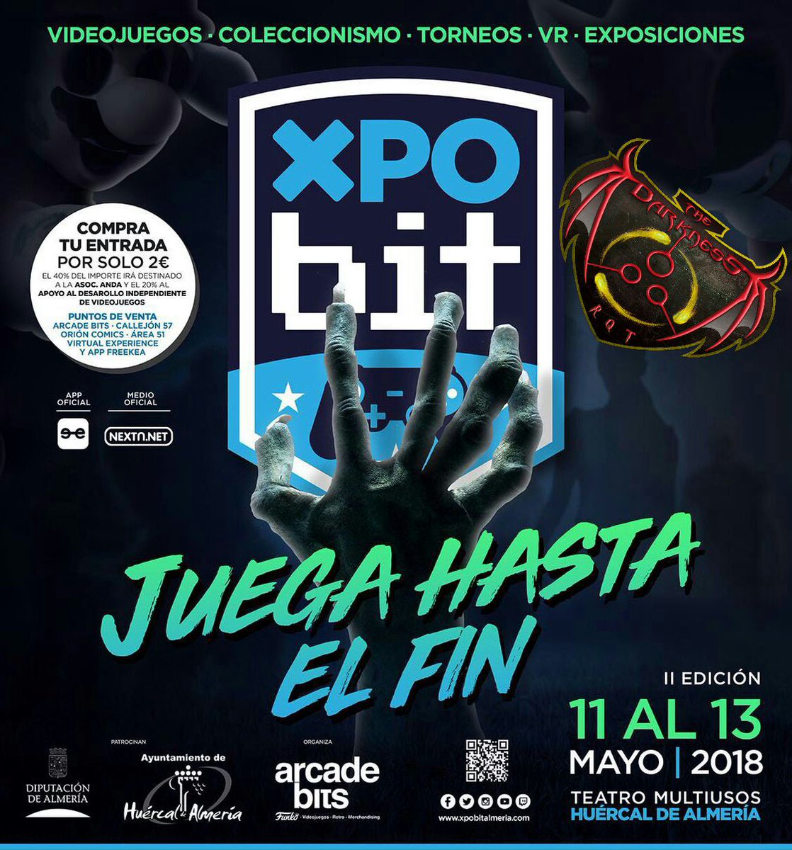 RQT_Darkness's tweet photo. Pssst. Pssssst. 
¿No te has enterado aún? ¡Estaremos por @XpoBitAlmeria del 11 al 13 de mayo en el Teatro Multiusos de Huercal de Almería!

Venga, que te dejamos justo donde vamos a estar. ¡No te lo pierdas! https://t.co/VpLXlB9rO6