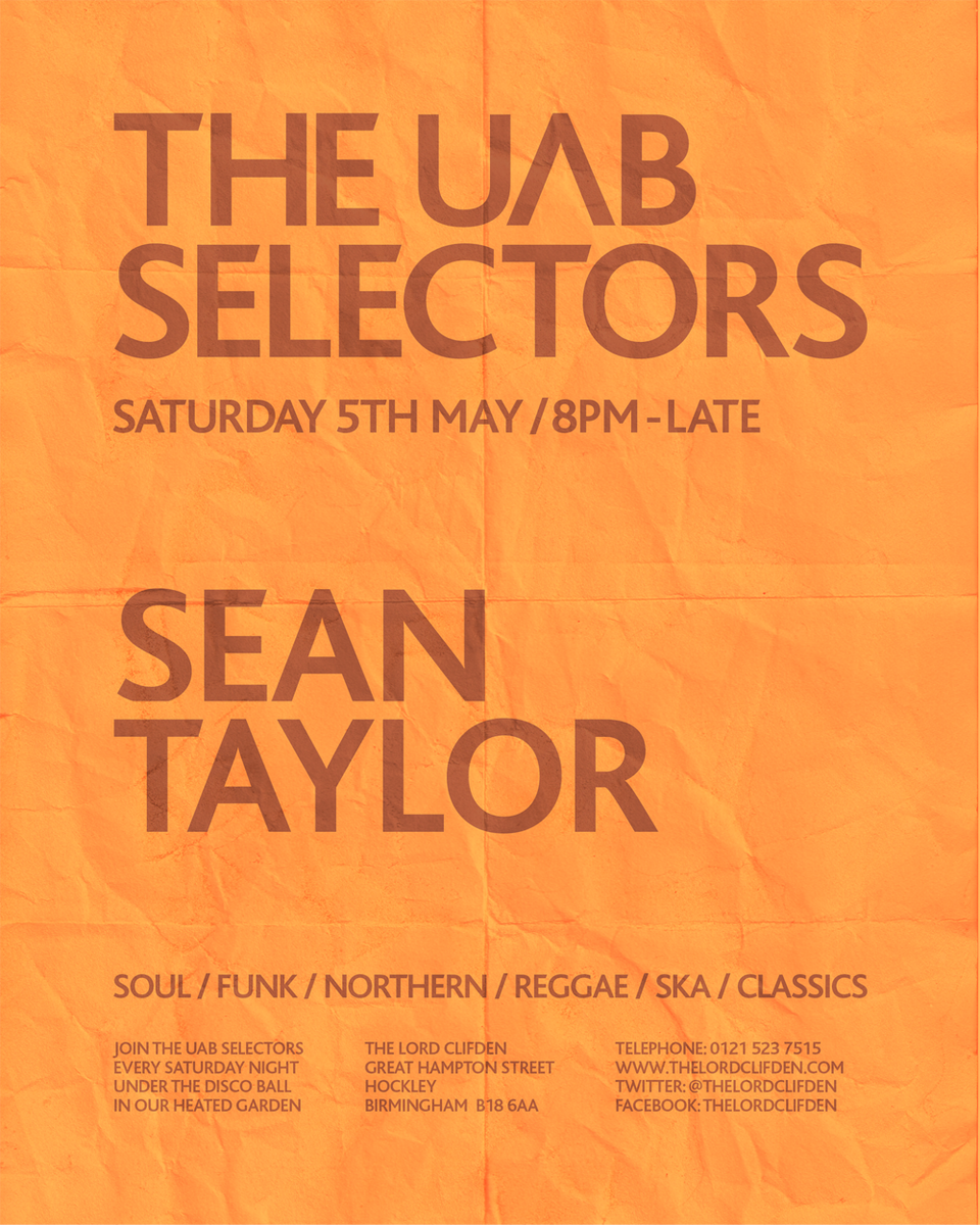 TheClifden's tweet photo. Counting down ...
UAB Weekend Social part 2 
ft 
Street Food from our UAB stall (Sat &amp; Sun)
Djs (Fri to Sun)
@LooseJointsBham 
@kitchendisco
TLC w/ @djdeansmith 
UAB Selectors w/ @DJ_Sean_T 
Live sport inc @premierleague / @mrdavidhaye v @TonyBellew 
3 bars 
Monday Roast https://t.co/V2ypFX6OlV