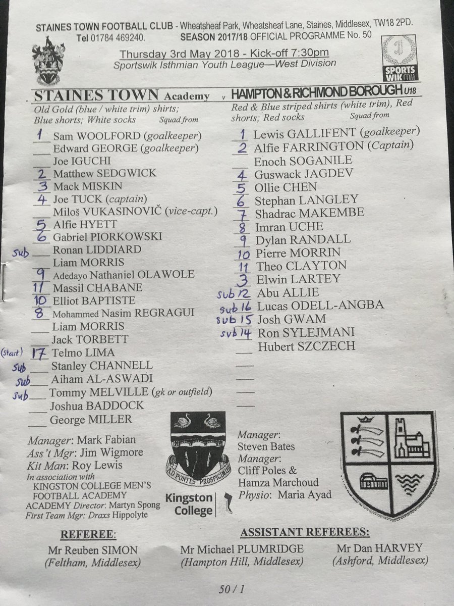 Staines_TownFC's tweet photo. Academy prepare to kick off the last game at WP this season .. https://t.co/t8cdyKyp79