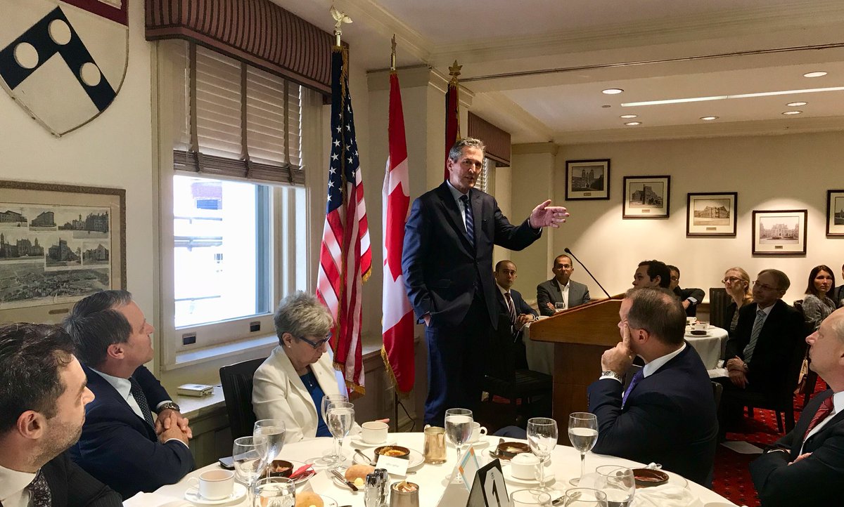 BrianPallister's tweet photo. Sharing the message of #MBBudget2018 with the Canadian Association of New York. We are rebuilding our economy and making Manitoba an investment-friendly jurisdiction. #mbpoli https://t.co/Zhx7CyJFXA