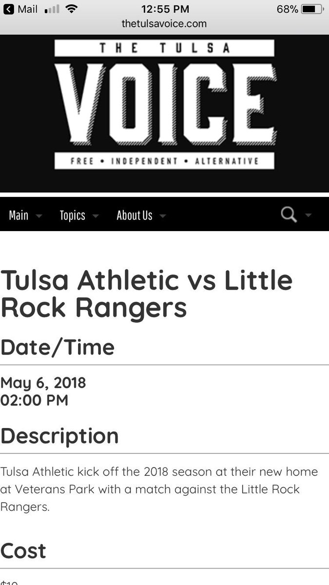 TTownSoccer's tweet photo. Thanks to @TheTulsaVoice and @RootTulsa for helping spread the word about Tulsa’s local team and soon to be Tulsa’s wildest party starting this Sunday at 2 PM! Also, be sure to download our official 2018 app, @utownapp, for up to date game day info!🍻🌮⚽️ #TTID #SundayFunday https://t.co/TwglVeL0fG
