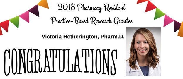 ASHPFoundation's tweet photo. Congratulations Victoria Hetherington of @PalmettoHealth a 2017-2018 Pharmacy Resident Practice-Based Research Grant Recipient! https://t.co/kJyiUZG9mP https://t.co/qI2FrHMphb