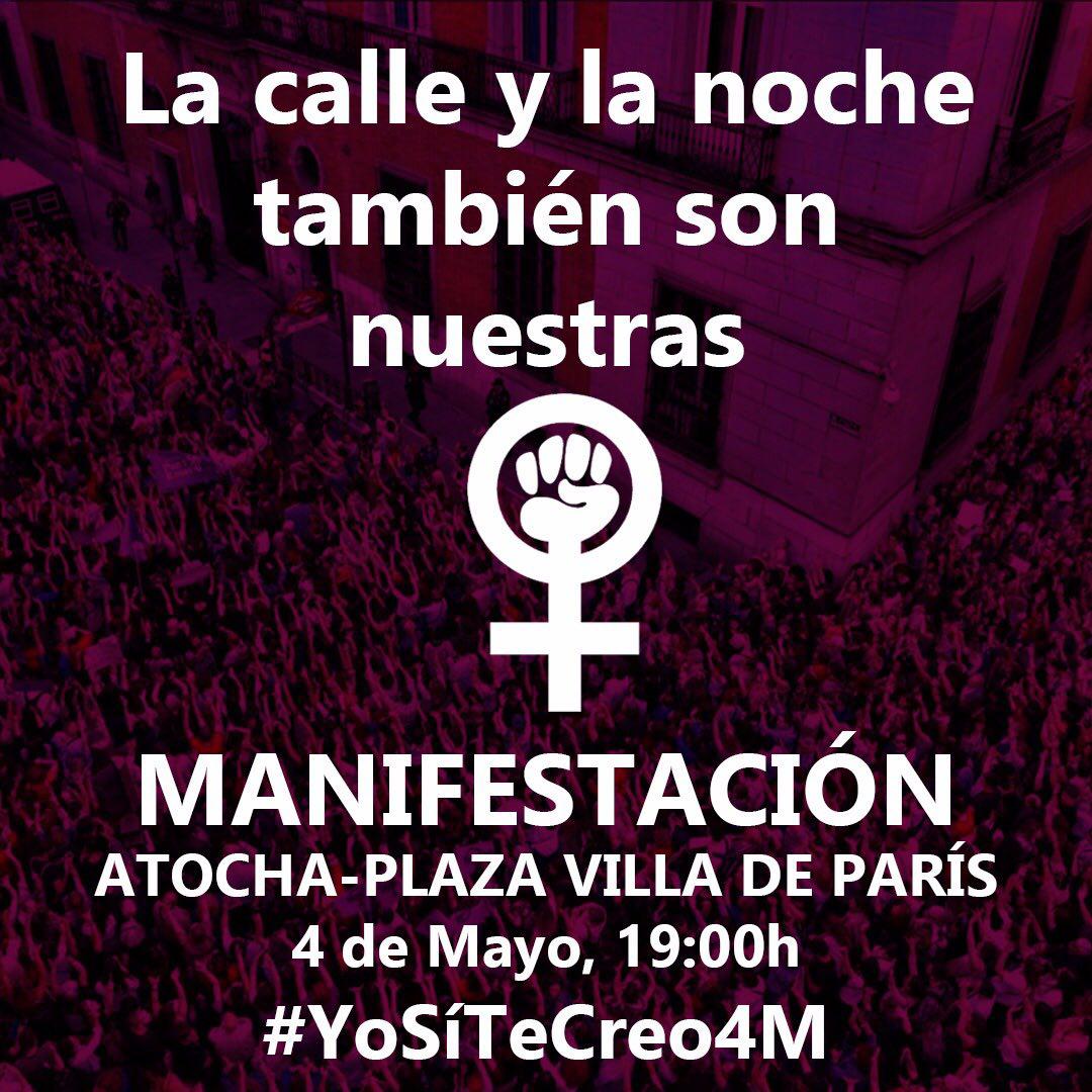 PodemosCMadrid's tweet photo. Mañana 4 de Mayo marcharemos con las compañeras para reivindicar ahora más que nunca que NO es NO. #YoSiTeCreo4M https://t.co/jgpRutQ3EX