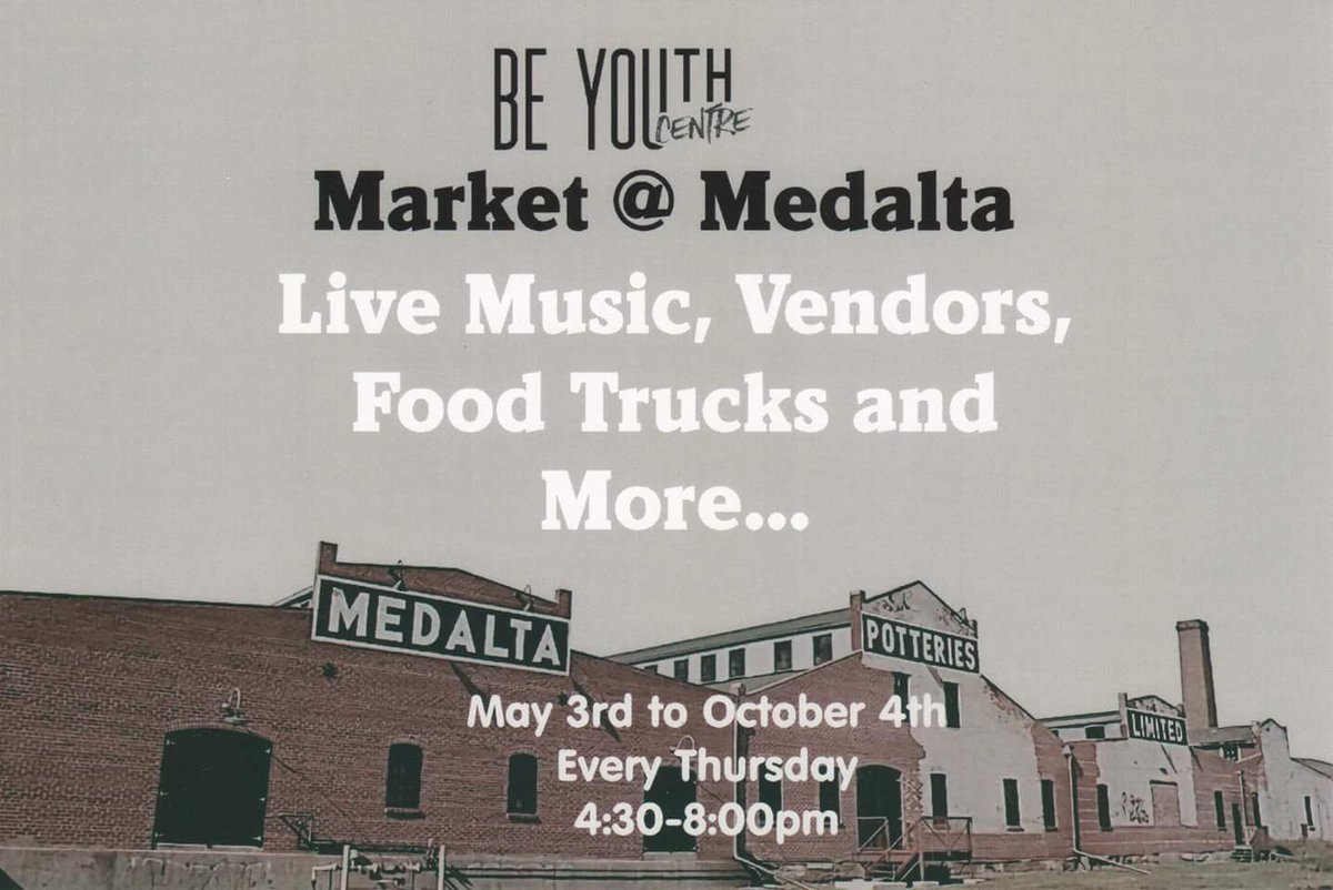 Tonight and every Thursday <a href="/MarketAtMedalta/">Market @ Medalta</a> is BACK
Brought to you By <a href="/BeYOUthCentre/">Be YOUth Centre</a> 
See YOU there #medhat !