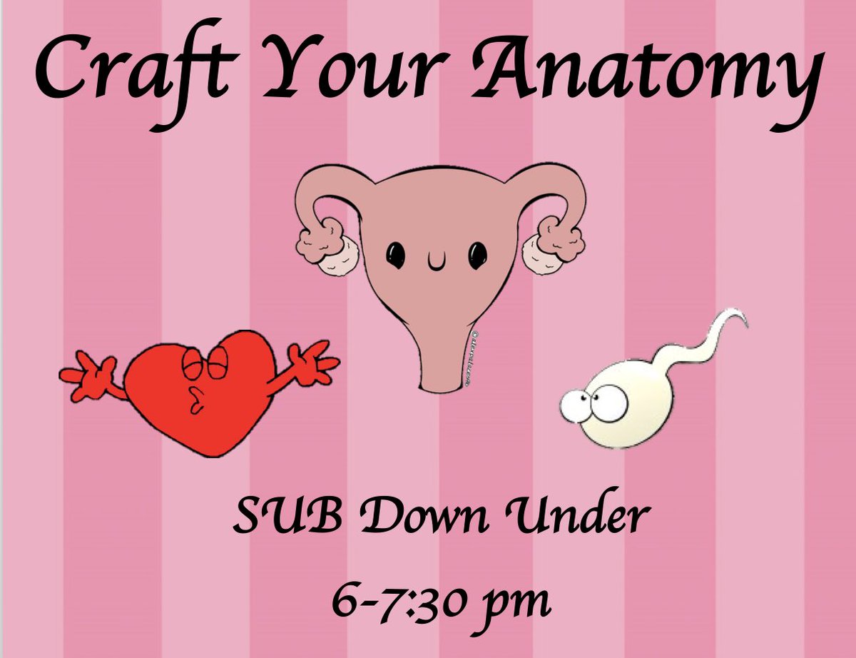 Come out to Craft Your Anatomy tonight from 6:00-7:30 pm in the Down Under! Free crafts for everyone who stops by!! Help us end Women’s Health Week with a bang!! See you all there!!