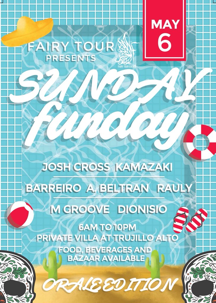 ABeltranPR's tweet photo. Corillo!! ESTE DOM.6.MAY.
VOLVEMOS TROPI PALA POOL👙CON LOS:
“SUNDAY FUNDAY”
Mexican Edition.
Traete el poncho y la maraca😂
📍https://t.co/wKLak5mJcO
- https://t.co/SyO8Rkl2QE
Desde las 6Am
#FairyTourEvents #PoolParty #PoolRave #SundayFunday https://t.co/PLdzVCwLEH