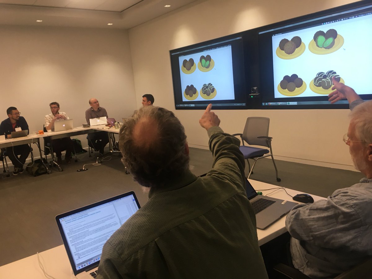 jenny8lee's tweet photo. At Unicode Technical Committee meeting: Debating the subtleties of the FALAFEL emoji. Whole or closed? Tahini or no? Three balls or five? https://t.co/2FUYlzPvmM
