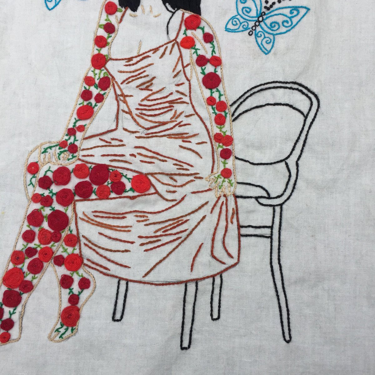 thelovingonly's tweet photo. here is camila, the goddess of roses. lol. this is my first big embroidery project. i fell in love with doing lil 3D roses so here we are. camila inspires me a lot so i wanted to do a lil piece in honor of her. i'm so happy with it. thanks for being my muse xx @camila_cabello https://t.co/8CMQHCTcGI