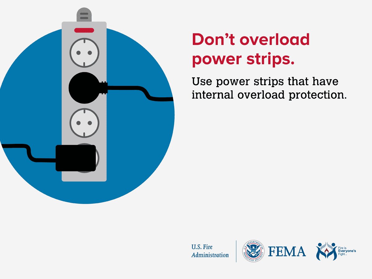 OrovilleFire's tweet photo. Don't take the chance. Make sure your power strips are not overloaded. https://t.co/FOOWuWpiXu