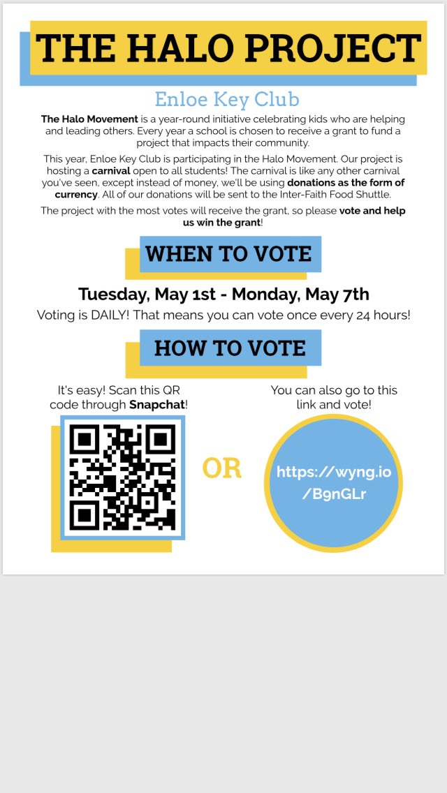 EnloeKeyClub's tweet image. Vote! Vote! Vote!