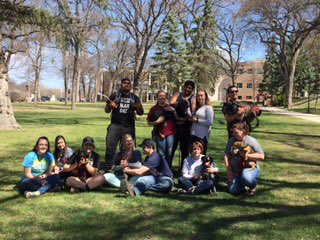 VCSUKHP's tweet photo. De-stressing with dogs #ExerciseScienceClub #KHPBeTheChange https://t.co/w4KbLWvOFK