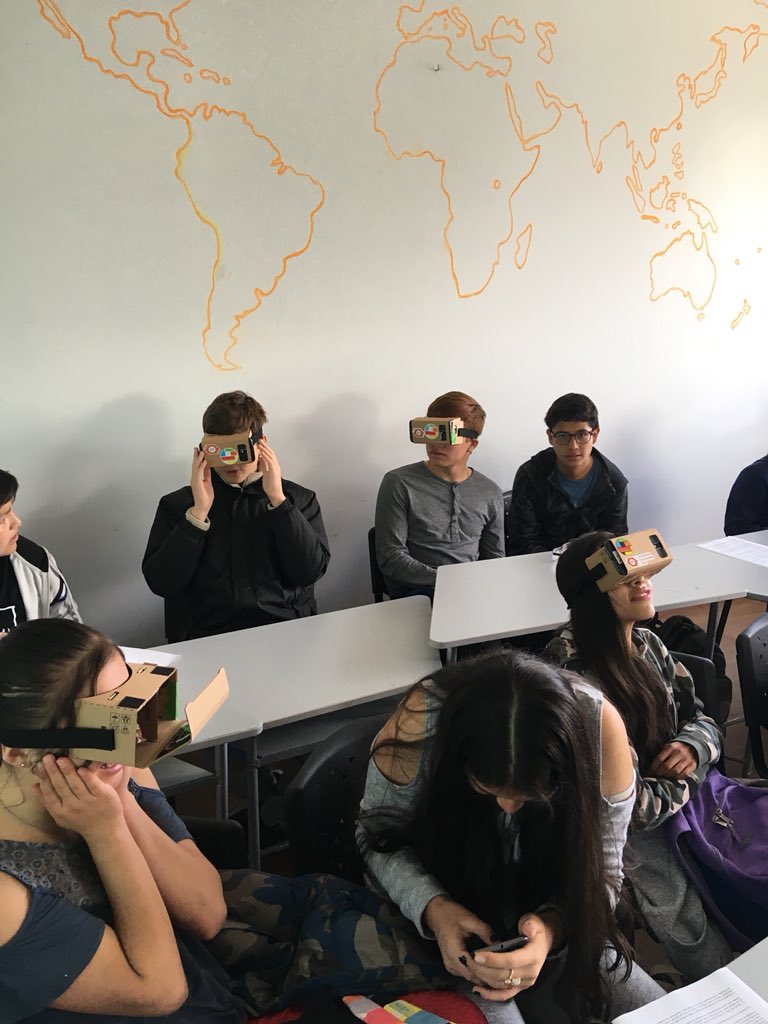 PJTWard's tweet photo. First day exploring the possibilities of #VR &amp; @openstreetmap with Peruvian schoolchildren. Their social project co-creation starts next week at #GALSchool thanks to @hotosm @NetHope_org #NHDeviceChallenge https://t.co/m7u3cqcujk
