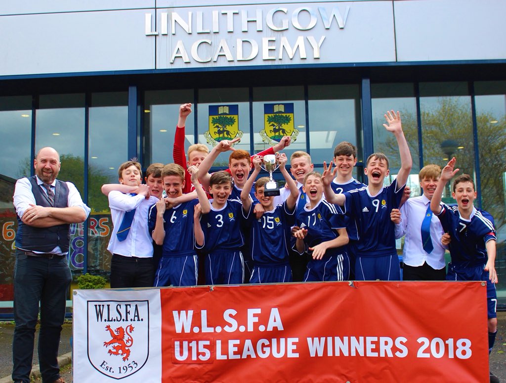 Linlithgow_PE's tweet photo. The under 15 team received their trophy on Monday for winning the league! Well done boys! #champions https://t.co/NhZe6fW8ra