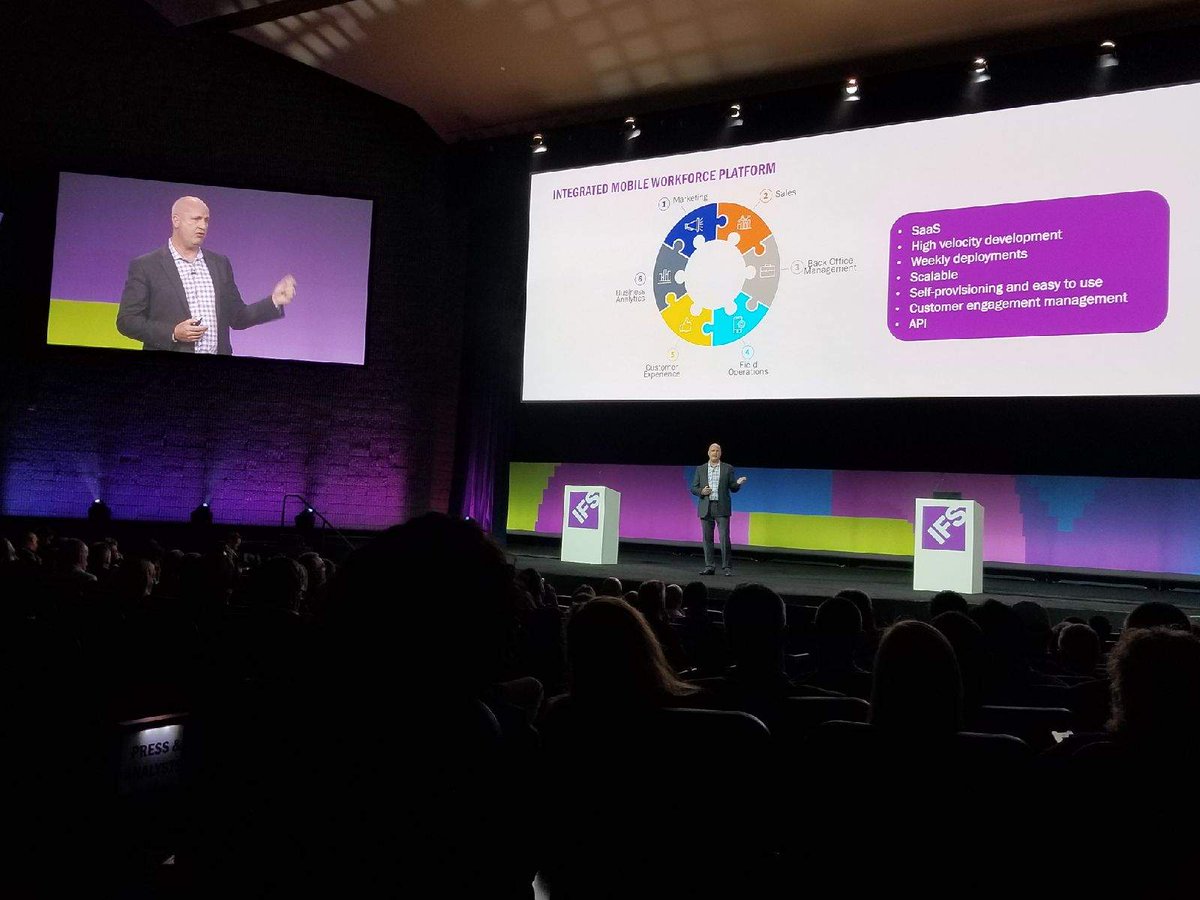 Workwave's tweet photo. Our Chief Product and Service Officer Mike Profit took to the main stage at #IFSWoCo18 to discuss WorkWave's expertise in the #fieldservice and #logistics industries! @IFSworld https://t.co/THtXKQwppq