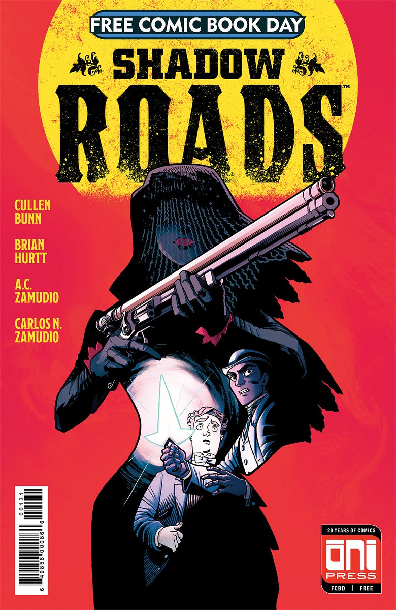 cullenbunn's tweet photo. Coming out on Saturday--FREE COMIC BOOK DAY!--is SHADOW ROADS #1, the follow-up to THE SIXTH GUN! The first issue is FREE! You do not want to miss this! Head to your local comic shop to get your copy! #FCBD #ShadowRoads @OniPress @Freecomicbook @brihurtt https://t.co/DMuF7DSpe4