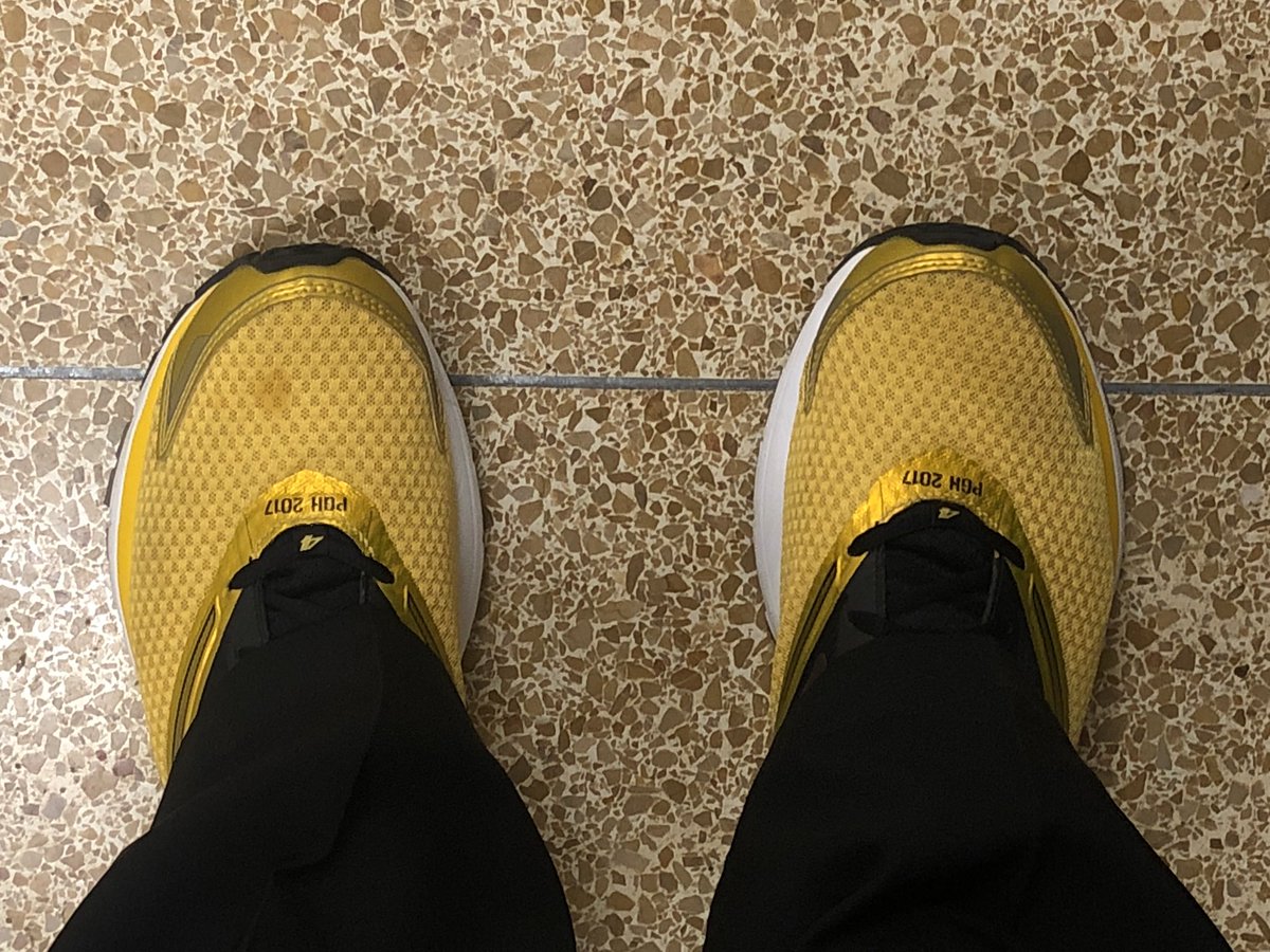 TheMattyZ's tweet photo. Celebrating #RunningShoeDay with my @PGHMarathon @brooksrunning shoes. Never worn while actually running, only when supporting my Pittsburgh teams. Today I’m supporting the @penguins in their quest for 3 straight #3elieve #StanleyCupPlayoffs https://t.co/GFTuVdwBd0