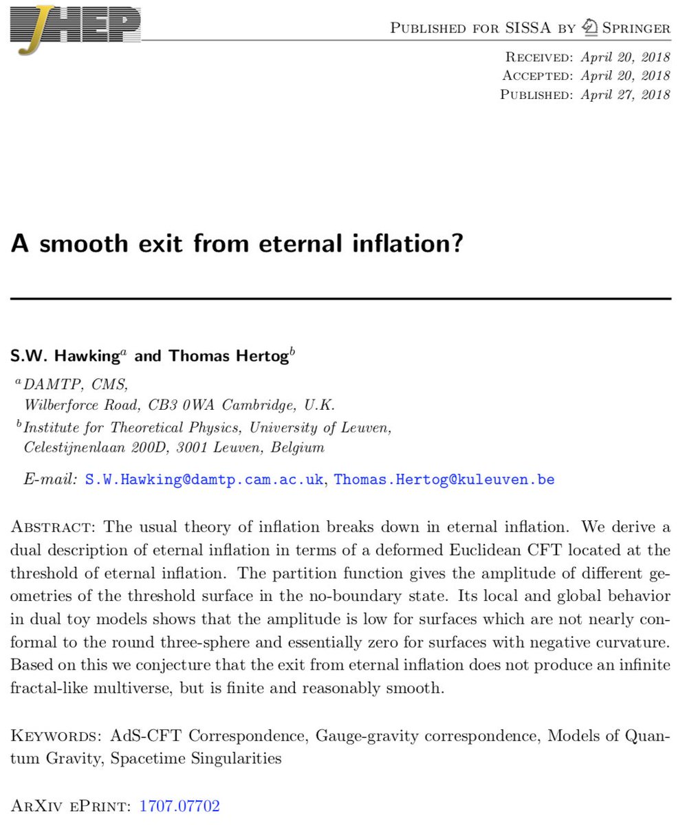 Ortega_Paz's tweet image. A smooth exit from eternal inflation? by S.W. Hawking and Thomas Hertog goo.gl/rdErhm #multiverses #paradoxes #TheBigBangTheory