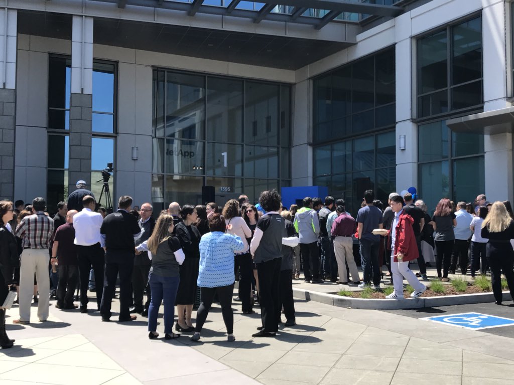 NetApp's tweet image. We’re excited for the grand opening of the #NetAppDVC with our execs and employees at HQ in Sunnyvale!