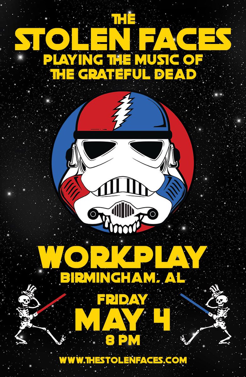 MusicBham's tweet photo. The music of the Grateful Dead will be performed live at @WorkPlayBham this Friday night by @thestolenfaces at 8pm. https://t.co/d5nlHuNABA
