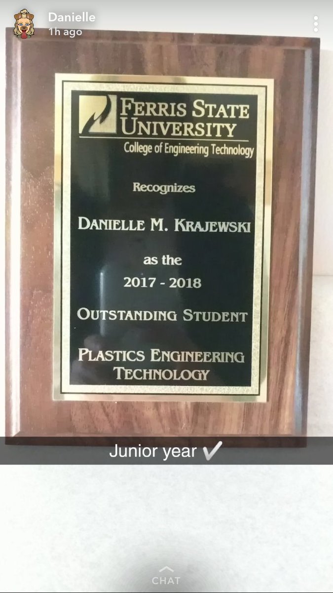 bakdutch's tweet photo. Proud Dad !!! @FerrisAlumni , @ferrisplastics, @fsuplt. Congratulations Dani- Hard work does get recognized #always-believe https://t.co/MD1xREGvvz