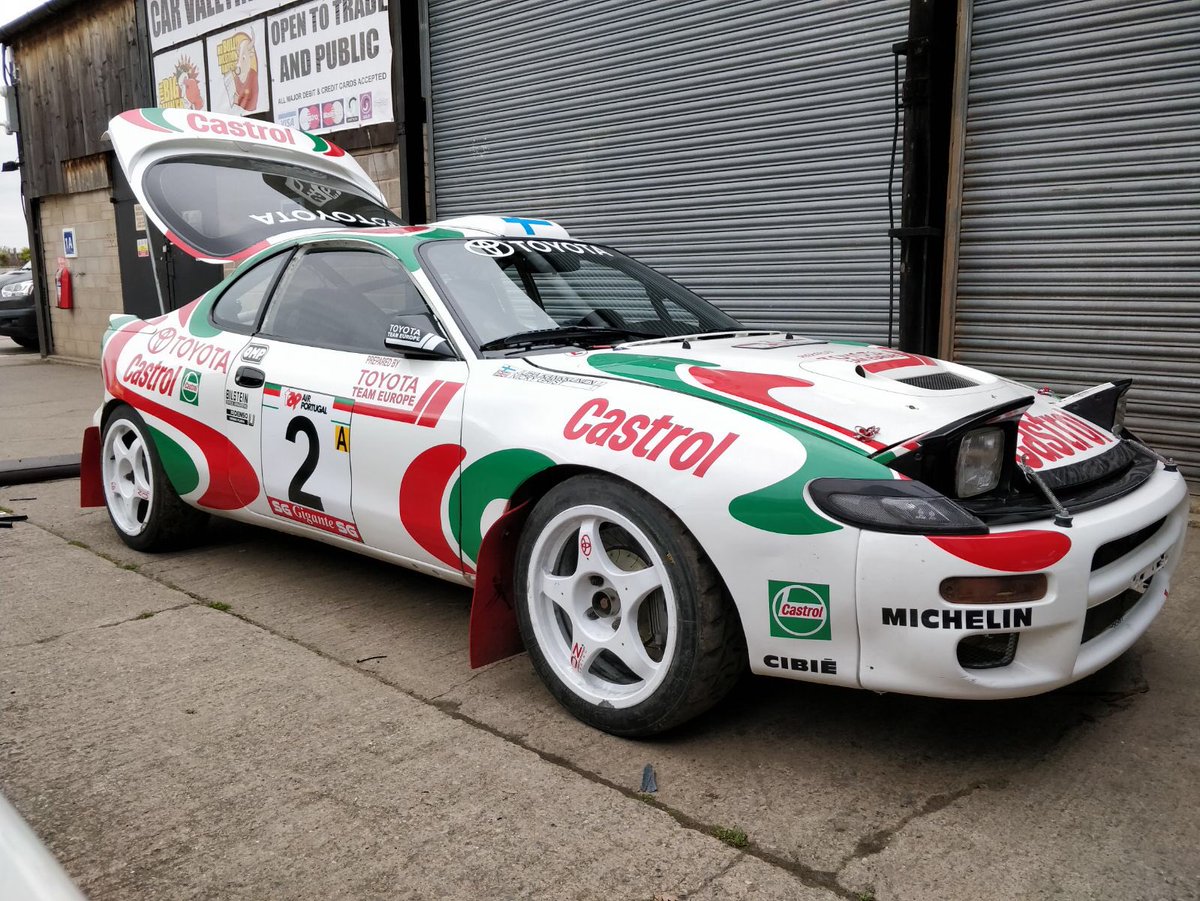 nickygrist's tweet photo. After just 10 weeks, and a lot of really hard work, Warner Lewis has stripped, repainted and prepared my Celica Turbo ready for Juha Kankkunen and I for Rally Festival Trasmiera in Spain next week. Thanks Warner. https://t.co/S4CSN1JVVa