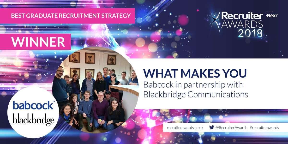 RecruiterAwards's tweet photo. And tonight’s #recruiterwinner of Best Graduate Recruitment Strategy is… What Makes You: Babcock in partnership with @BB_comms #recruiterawards. https://t.co/EVAutY1OzR