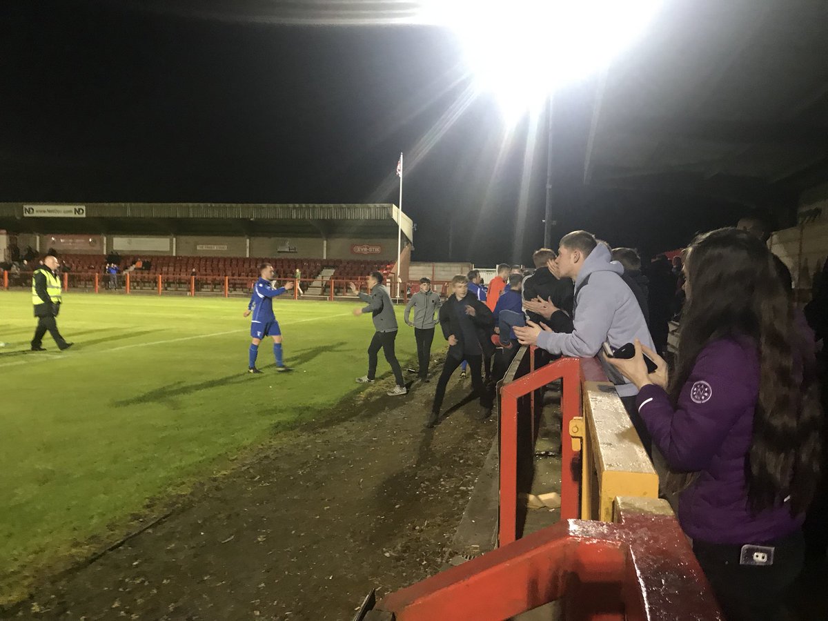 WinsfordUnited's tweet photo. Although we didn’t get the result, the scenes after tonight showed what Winsford United is all about. 1 Club, 1 Town. Young and old. Fantastic to see the players thanking the fans this evening. https://t.co/5uiFJdte52
