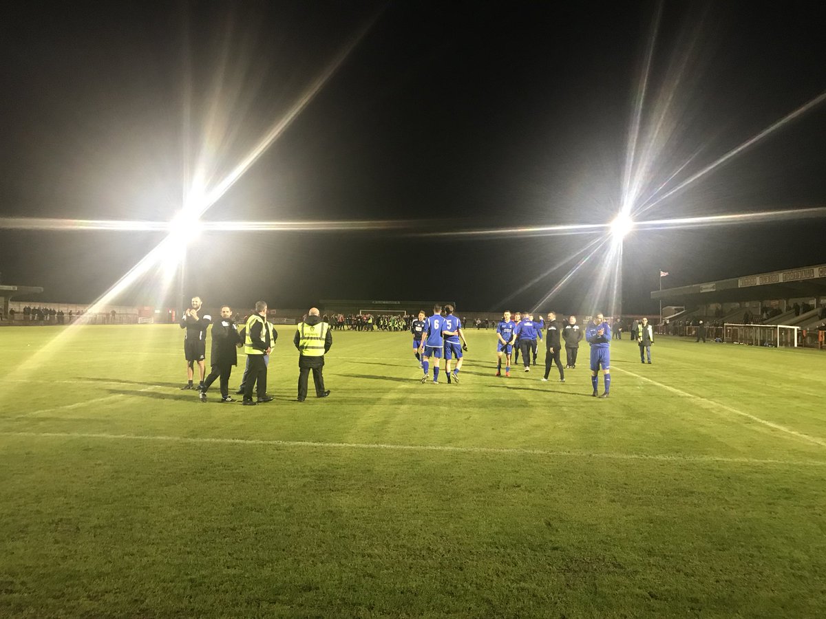 WinsfordUnited's tweet photo. Although we didn’t get the result, the scenes after tonight showed what Winsford United is all about. 1 Club, 1 Town. Young and old. Fantastic to see the players thanking the fans this evening. https://t.co/5uiFJdte52