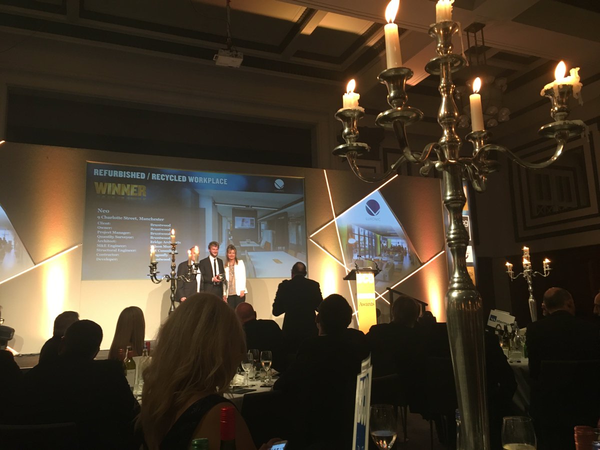 BCO_UK's tweet image. Very well done to Neo! Winners of the Refurbished / Recycled Workplace award. The judges were won over by the holistic approach to this refurbishment #BCOawards @Bruntwood_UK