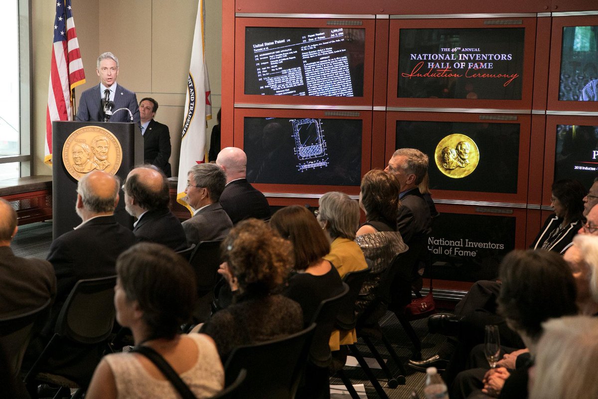 uspto's tweet photo. #USPTO Dir. Andrei Iancu welcomed all inductees to the #NIHF museum for the Illumination Ceremony on May 3. Watch the live stream at 7 pm ET by @InventorsHOF tonight to see the 2018 inductees honored for their #inventions. https://t.co/piuQHCjp1W