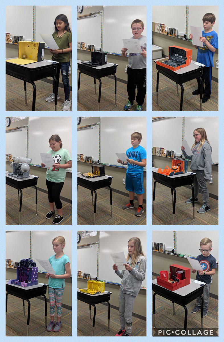 CalenaOhlson's tweet photo. Today students shared their color boxes and color poems - this always turns out so cool! #colorboxes #colorpoems #4thgrade #poetry #holdregedusters #getcreative https://t.co/xTxyGNfgMe