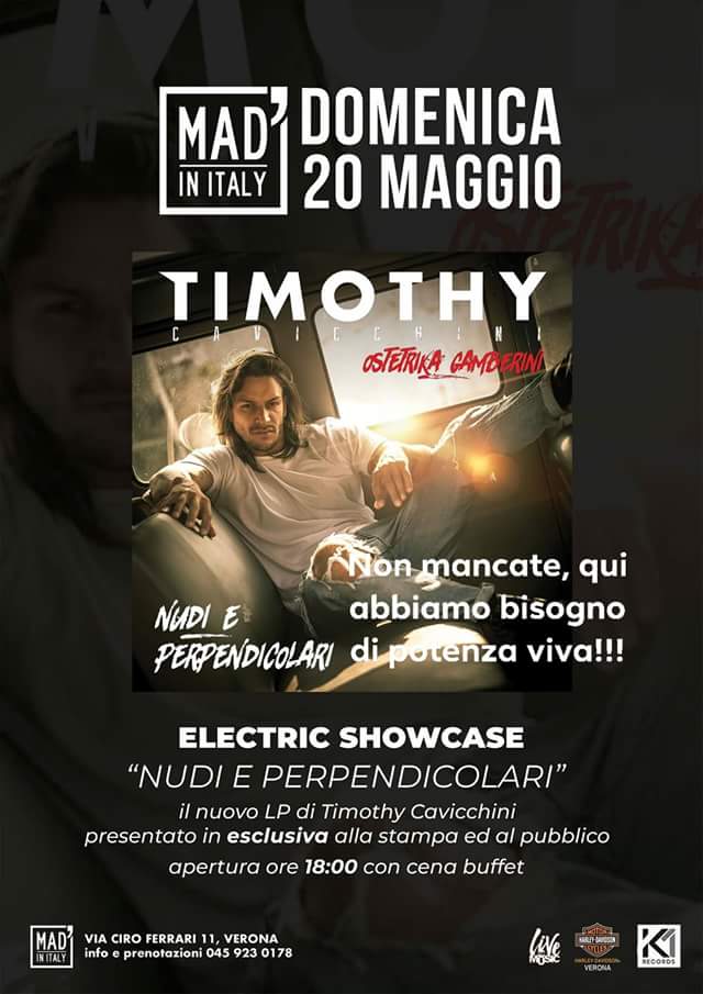 timothyfanspage's tweet photo. Da domenica 20 Maggio #NudiePerpendicolari il nuovo disco di @TCavicchini @Ostetrika presenteranno al @madverona un #electricshowcase https://t.co/xaE1t2kX2D