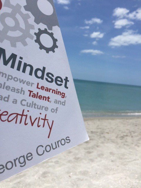 ATep46's tweet photo. Using my beach time wisely btwn final edits on our book! @ReVISION_Learng Thanks for the loaner. "If Ss leave school less curious than when they started, we have failed them." #InnovatorsMindset https://t.co/SPjXTb5xsW