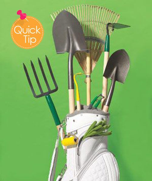 arizonapottery's tweet photo. Pot Tip: Use an old golf bag to hold garden tools. It's stands on it's own, you can carry it around the yard and it keeps the tools organized. Gloves, Wipes, Kleenex...think of all the items you can keep in this thing....LOL #ArizonaPottery #PotTip https://t.co/bqeOdHsDix