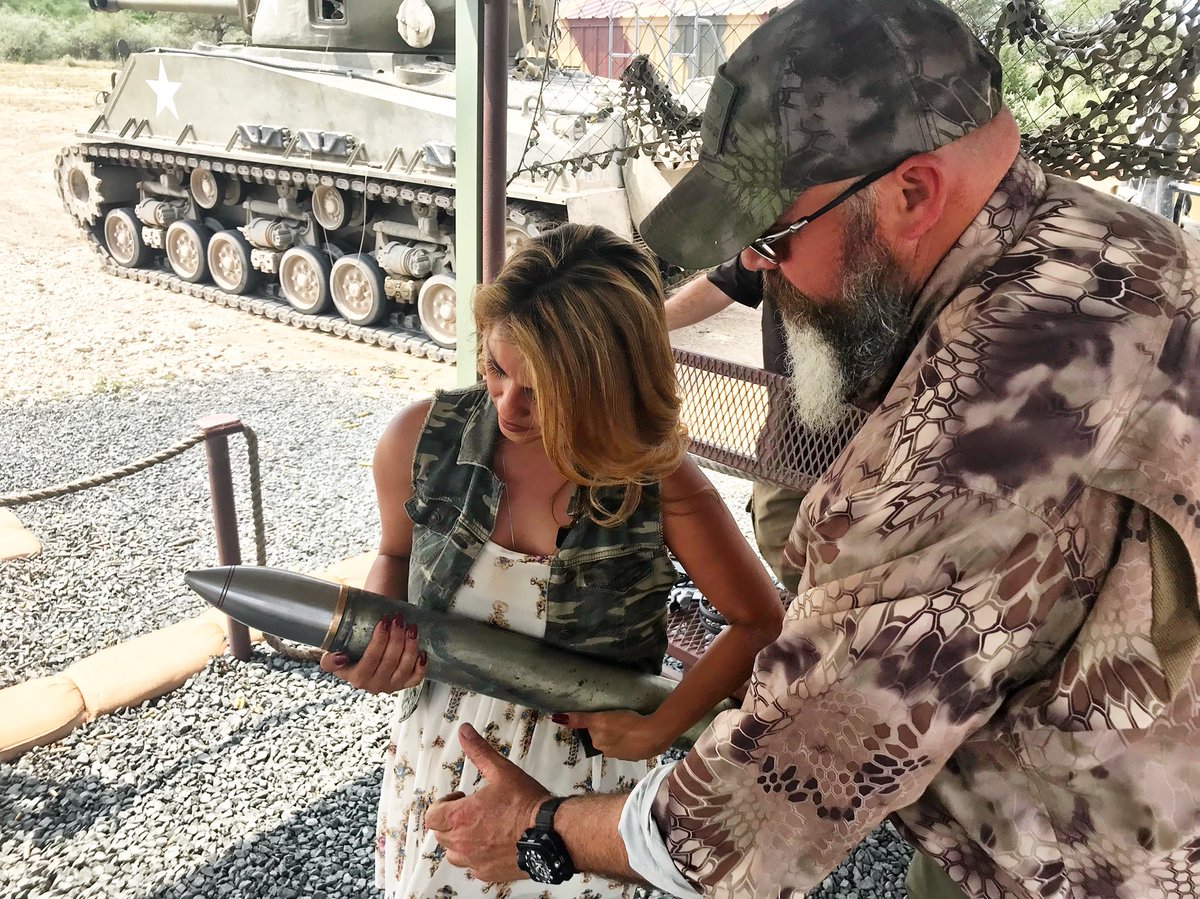 MsCoCoDominguez's tweet photo. I FIRED this round from a World War 2 Sherman tank๐ณ #inadress lol Only fully functional Sherman E8 left in the world! NO WORDS to describe itโผ๏ธCanโt wait for you to see this. Thanks @DriveTanks for having us!!! @fox26houston @fox26ruben #freakingCRAZY https://t.co/urYy0tmUFu