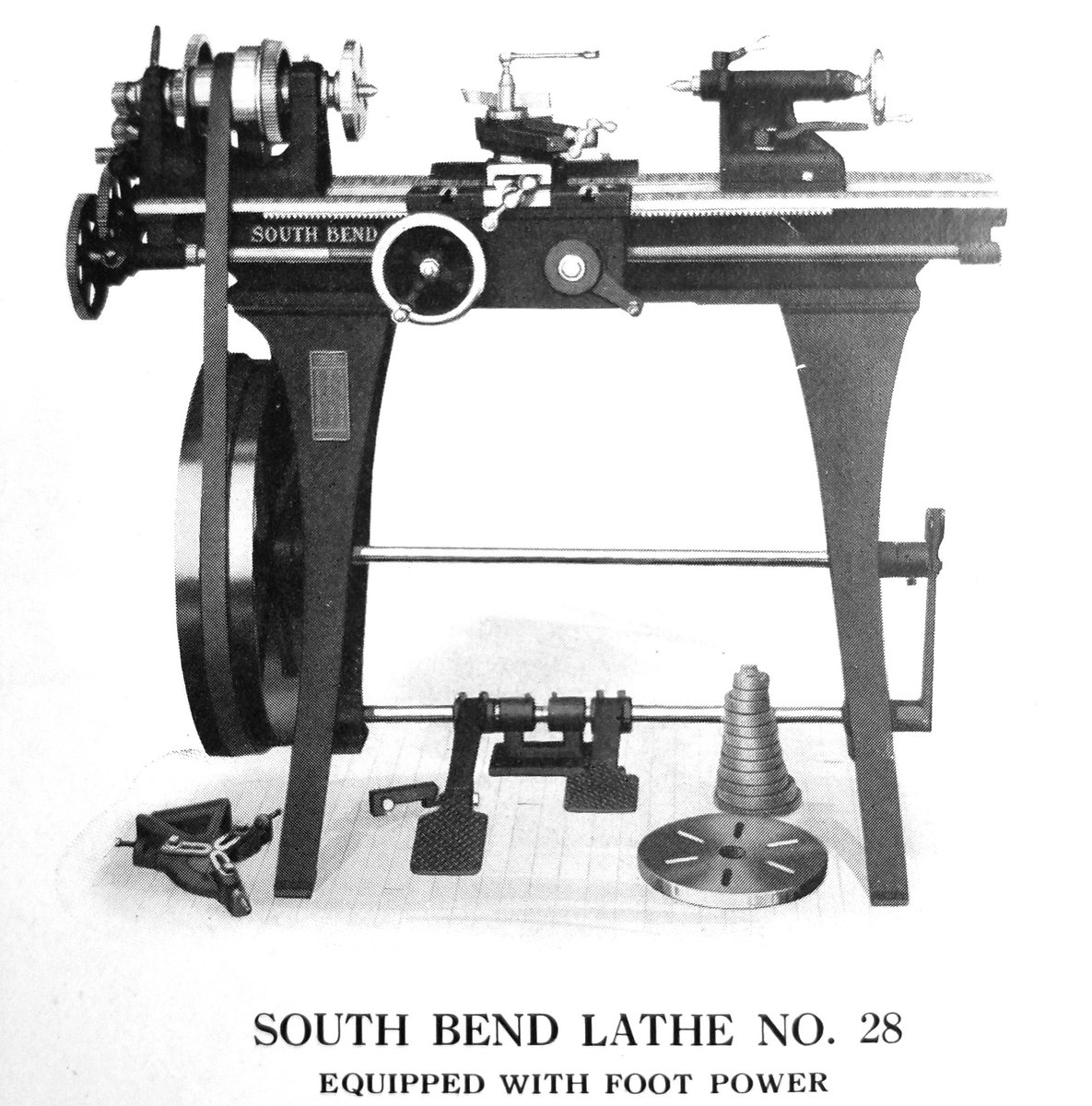 GrungyMachinist's tweet photo. Foot pedal powered South Bend metal lathe. Let me know if you have ever seen the parts to one of these.

#southbendlathe #metallathe #vintagemachinery #oldtools #oldiron #machinistlife https://t.co/XSsuDdudEF