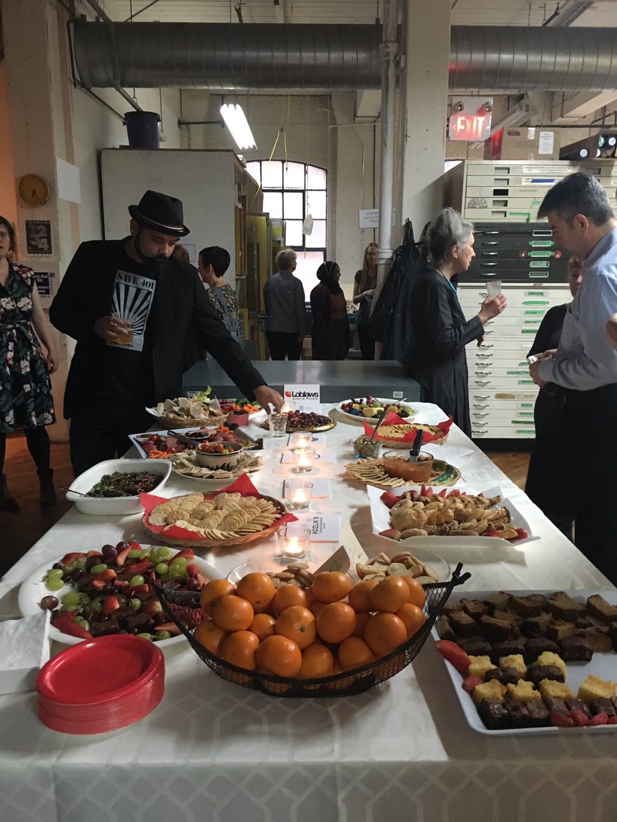 openstudioTO's tweet photo. Fantastic spreads of food, cheese and wine at #MembersInk2018 one of our biggest fundraisers of the year. Please join us at @401Richmond https://t.co/twaYvKhtCc
